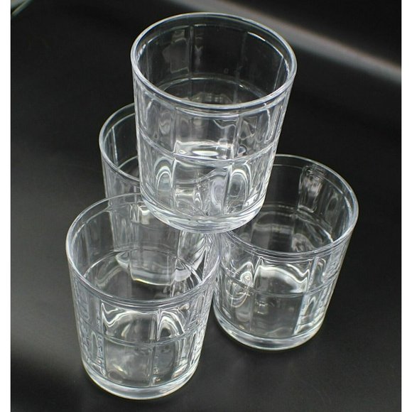 PASABAHCE Turkish Glass Tumblers Clear Squares Pattern Vintage - Picture 2 of 5